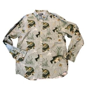 Vintage Newport Blue large mouth bass fish fishing outdoor long sleeve shirt